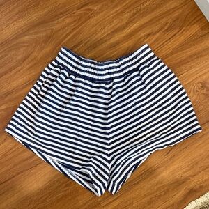 Daily Drills Navy and White Striped Athletic Shorts